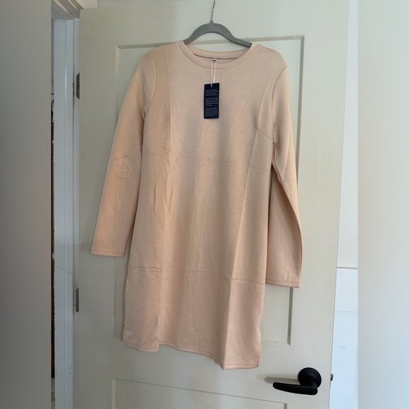 NEW Sampeel Beige Casual Long Sleeve Soft Cozy Travel Airport Dress M - Picture 4 of 5